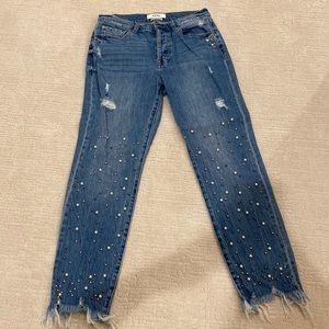 Pistola medium wash pearl ripped edges jeans size 27